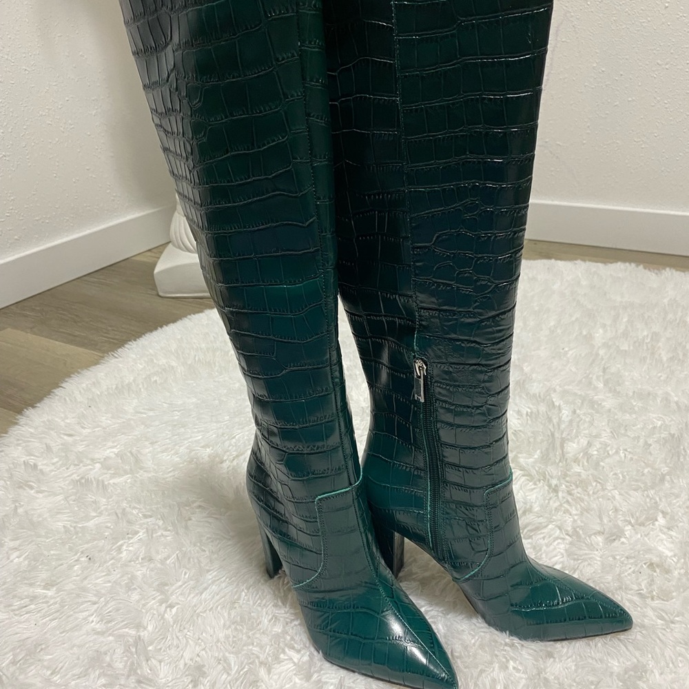 MARC FISHER Giancarlo Knee High Boot In Dark Green 300 Size 5 NIB
